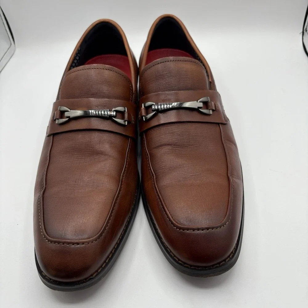 Stacy Adams‎ Mens Redzone Cognac Brown Leather Bit Loafers 25572-221 Size 10.5M